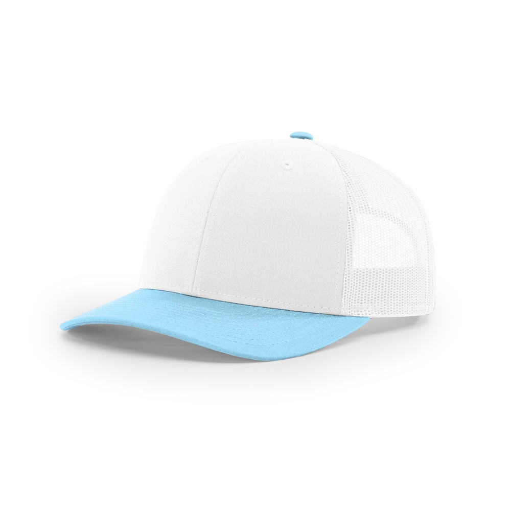 Richardson 112 blank hat in White/Columbia Blue — front angled view