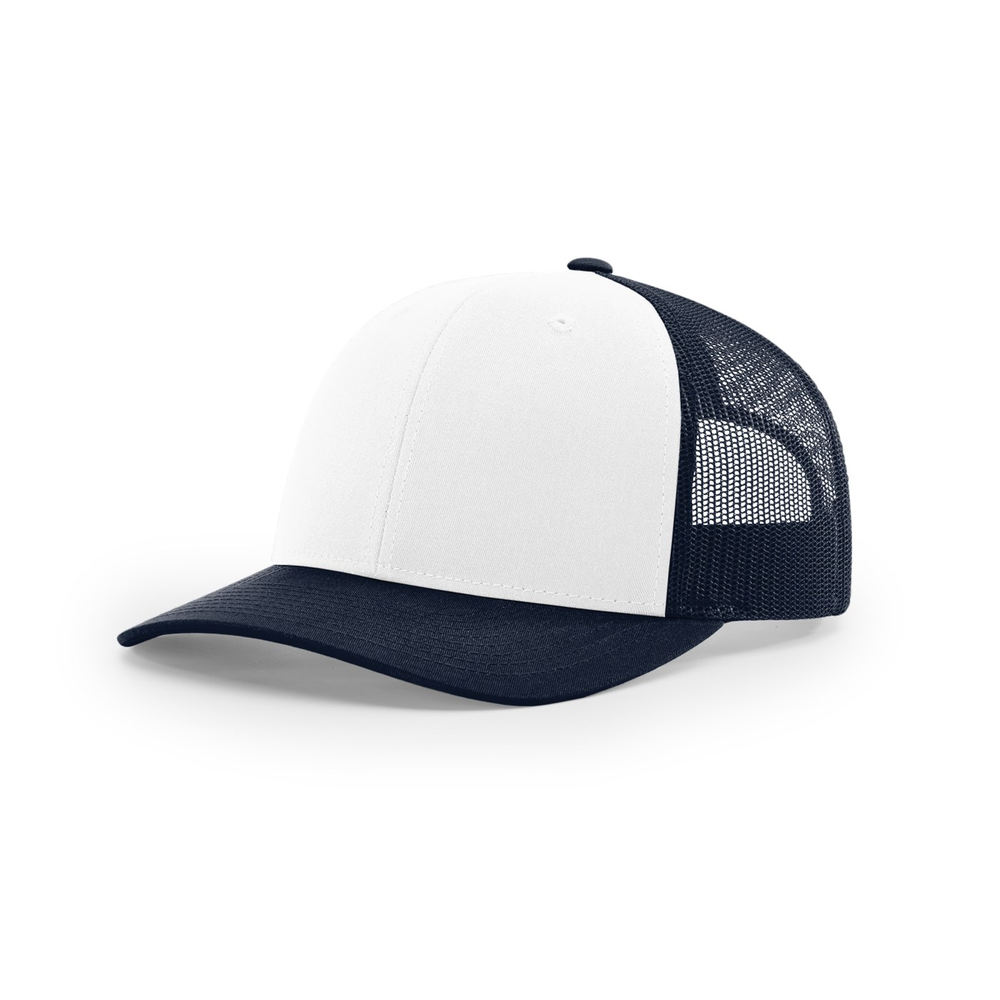 Richardson 112 blank hat in White/Navy (Alternate) — front angled view