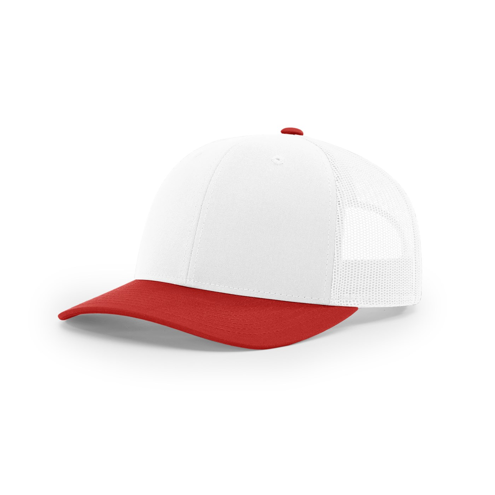 Richardson 112 blank hat in White/Red — front angled view
