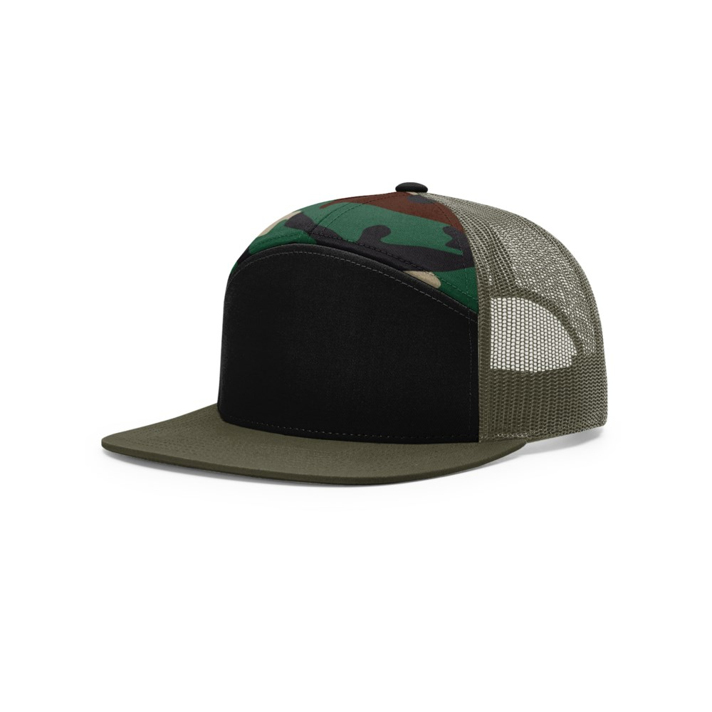 Richardson 168 blank cap – Black/Green Camo/Loden