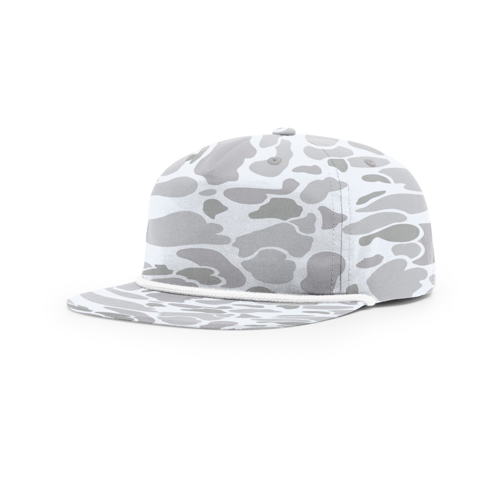 Richardson 256P blank hat in Blizzard Duck w/ White Rope — front angled view