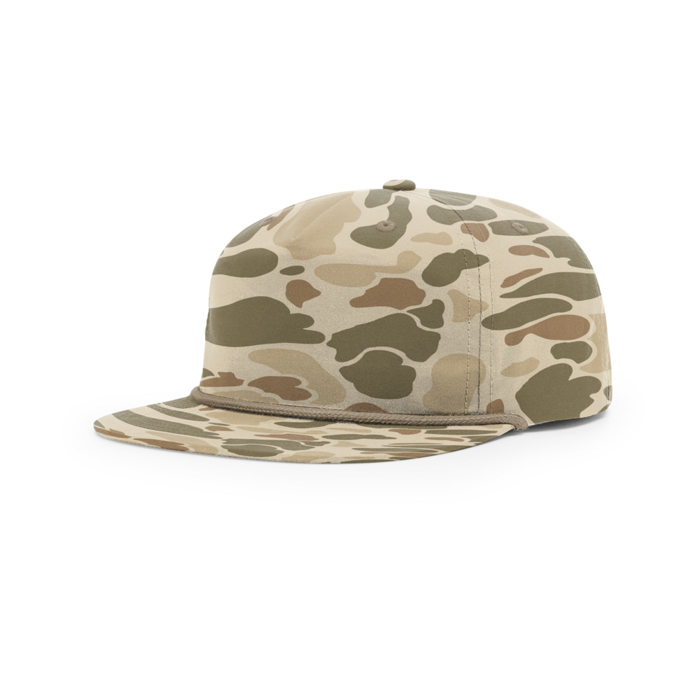 Richardson 256P blank hat in Harvest Duck w/ Light Brown Rope — front angled view