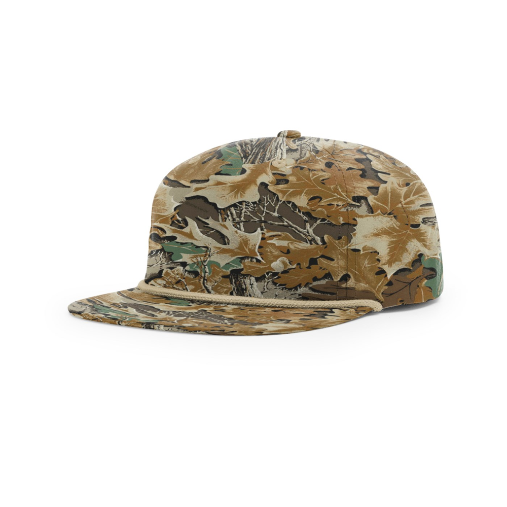 Richardson 256P blank hat in Realtree Advantage w/ Khaki Rope — front angled view