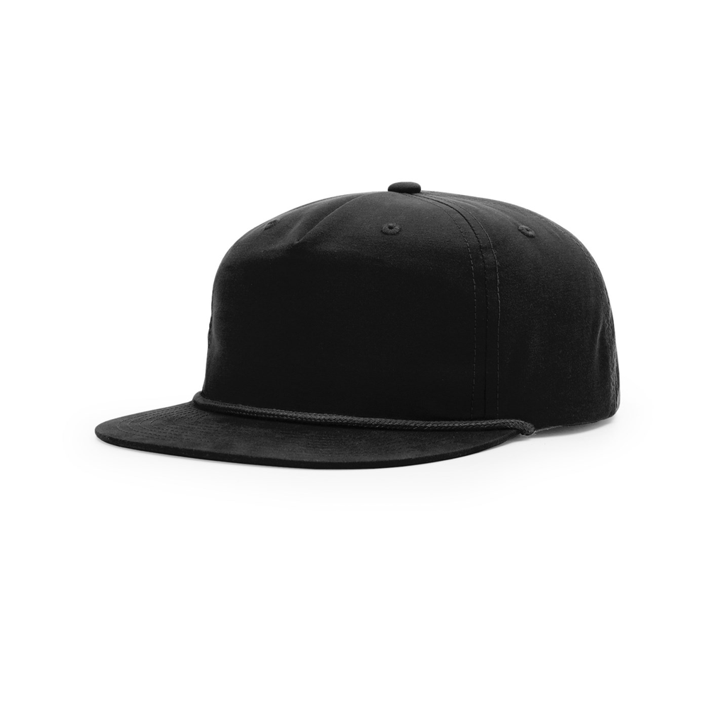 Richardson 256 blank hat in Black/Black — front angled view