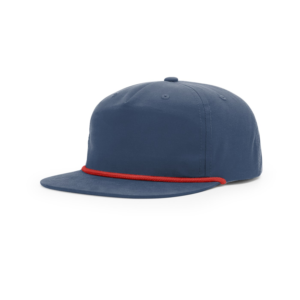 Richardson 256 blank hat in Navy/Red — front angled view