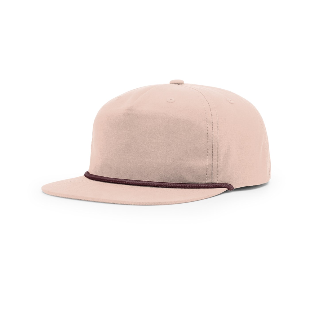 Richardson 256 blank hat in Pale Peach/Maroon — front angled view