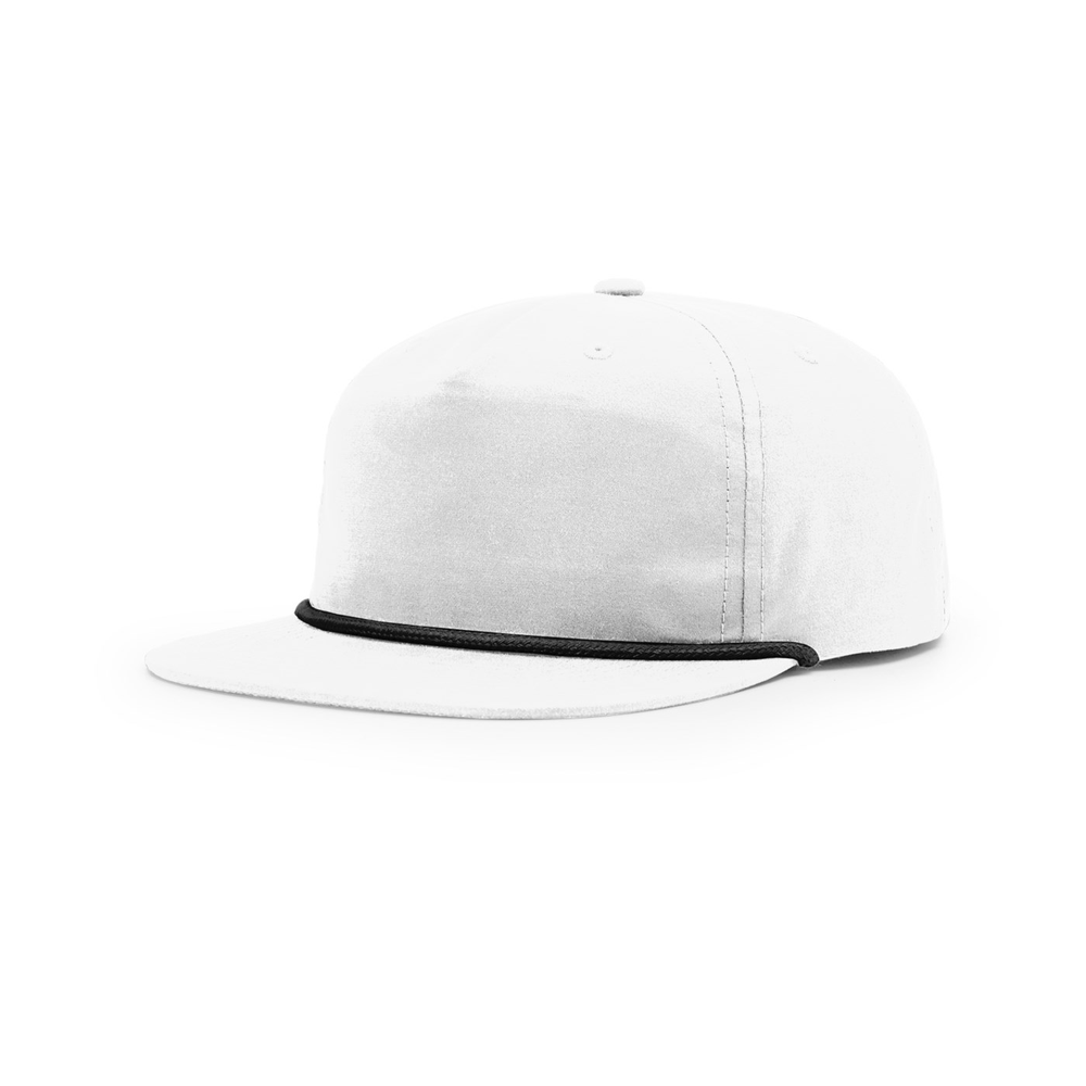 Richardson 256 blank hat in White/Black — front angled view