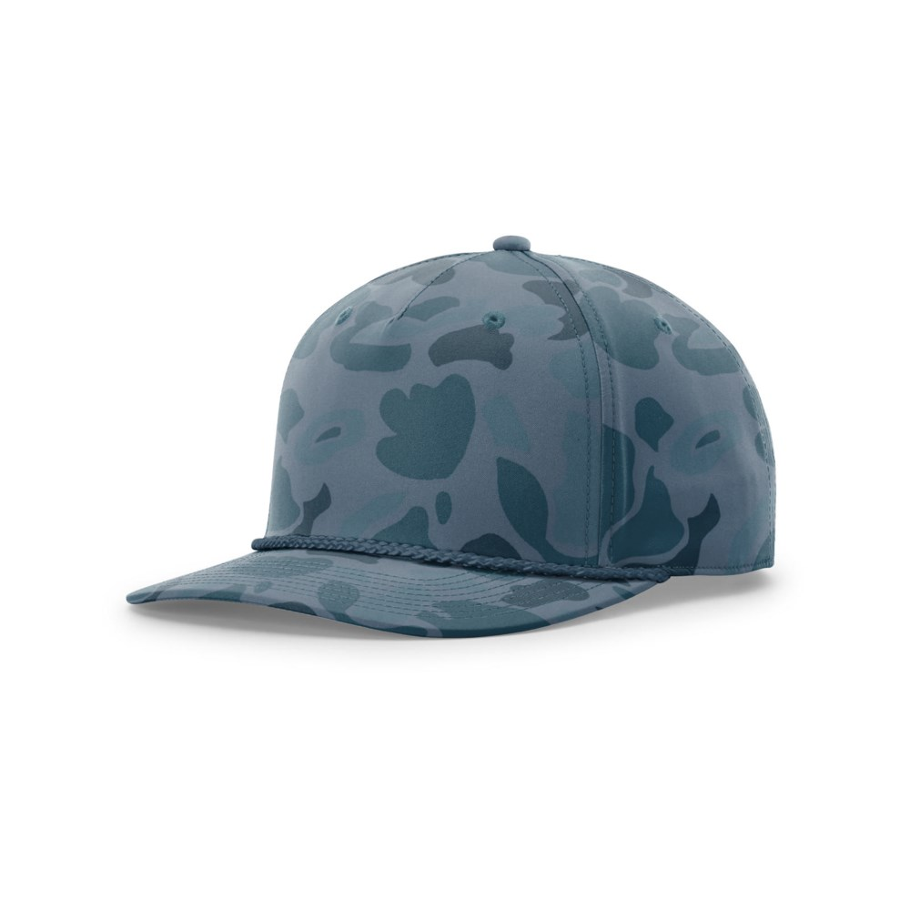 Richardson 258P blank hat in Deepwater Duck Camo/Deepwater — front angled view
