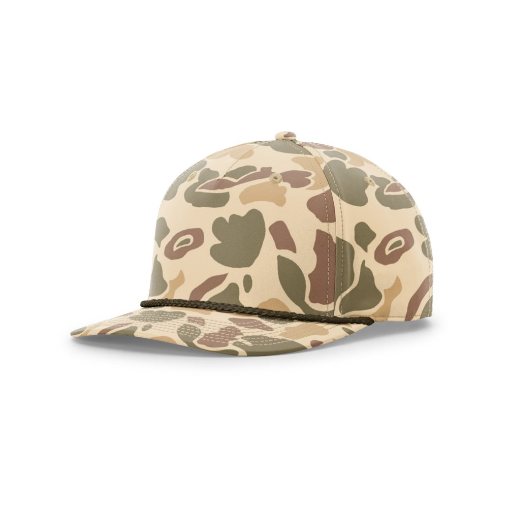 Richardson 258P blank hat in Harvest Duck Camo/Dark Loden — front angled view