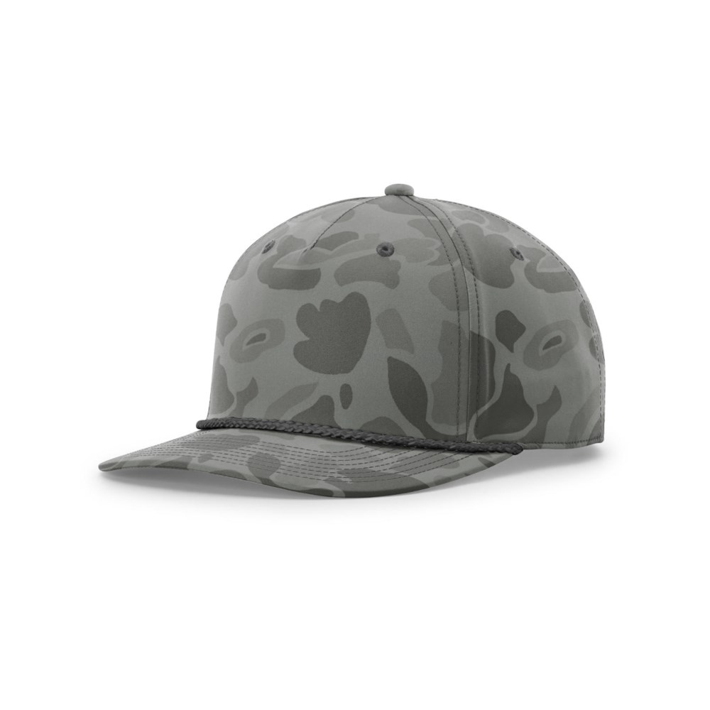 Richardson 258P blank hat in Riverstone Duck Camo/Charcoal — front angled view