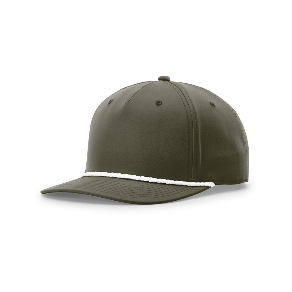 Richardson 258 blank hat in Dark Olive/White — front angled view