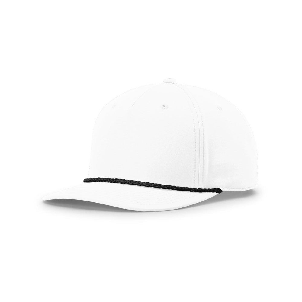 Richardson 258 blank hat in White/Black — front angled view