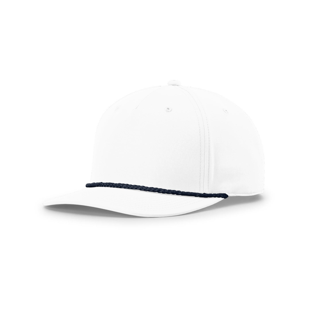 Richardson 258 blank hat in White/Navy — front angled view