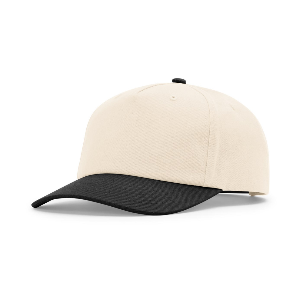 Richardson 356 blank hat in Cream/Black — front angled view