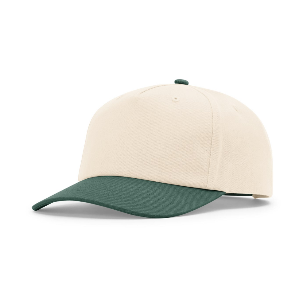 Richardson 356 blank hat in Cream/Dark Green — front angled view