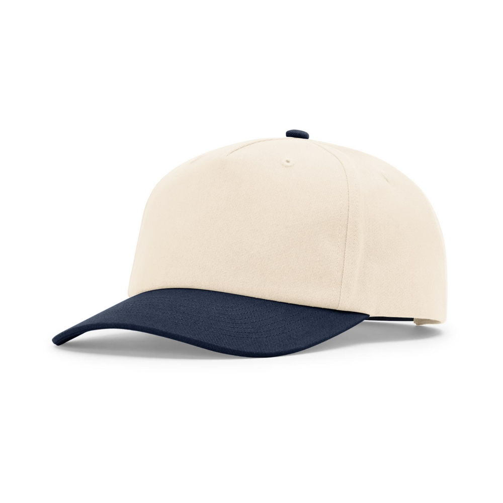 Richardson 356 blank hat in Cream/Navy — front angled view