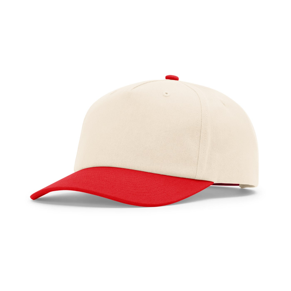 Richardson 356 blank hat in Cream/Red — front angled view