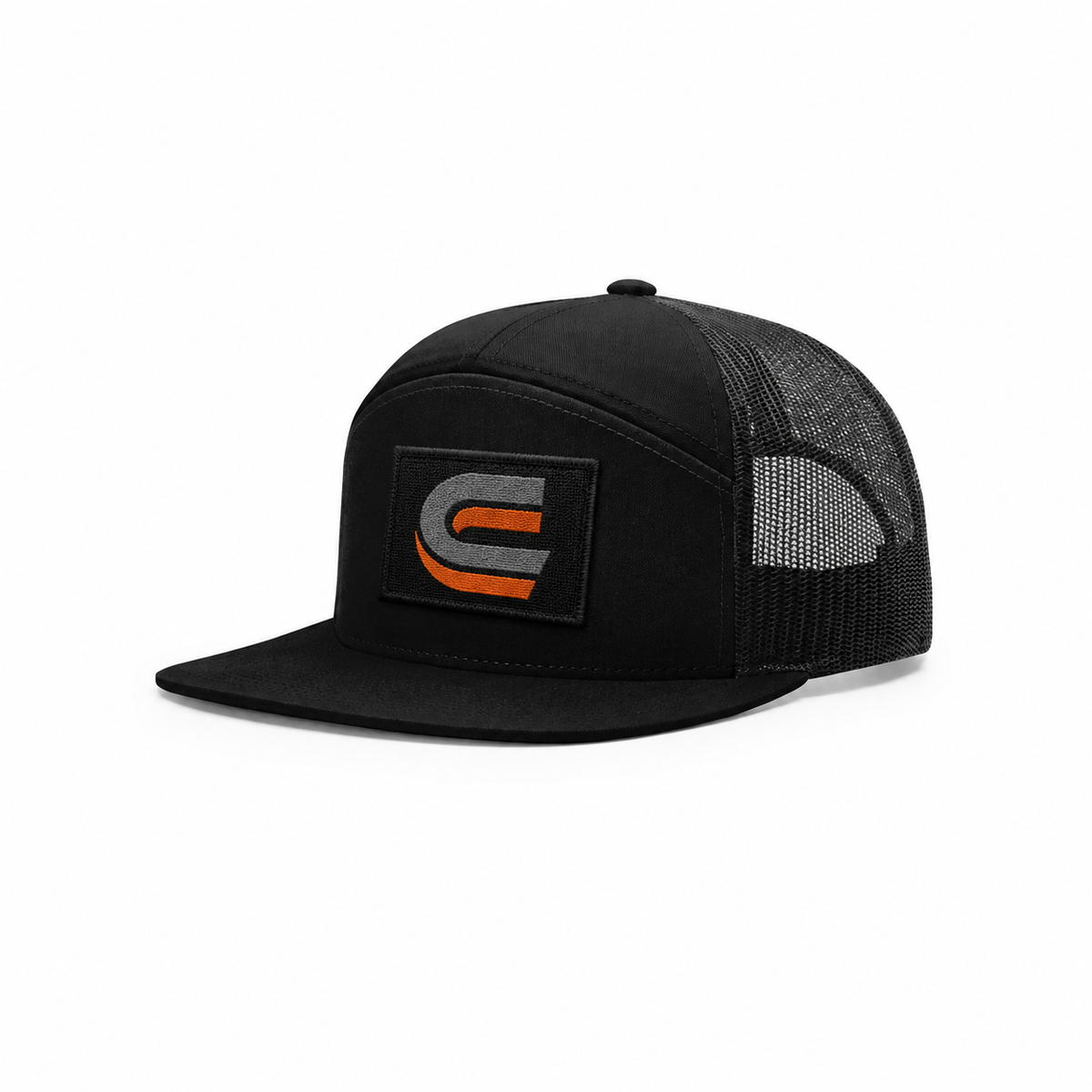 Catalyst Caps C logo shown as a woven patch on Richardson 168 hat